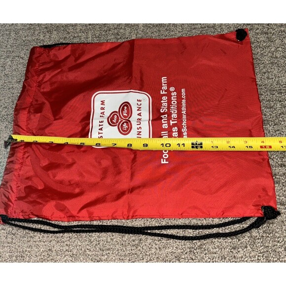 Lot of 2 State Farm Red Backpack-Style Nylon Carrying Bag Drawstring Closure - Picture 6 of 11